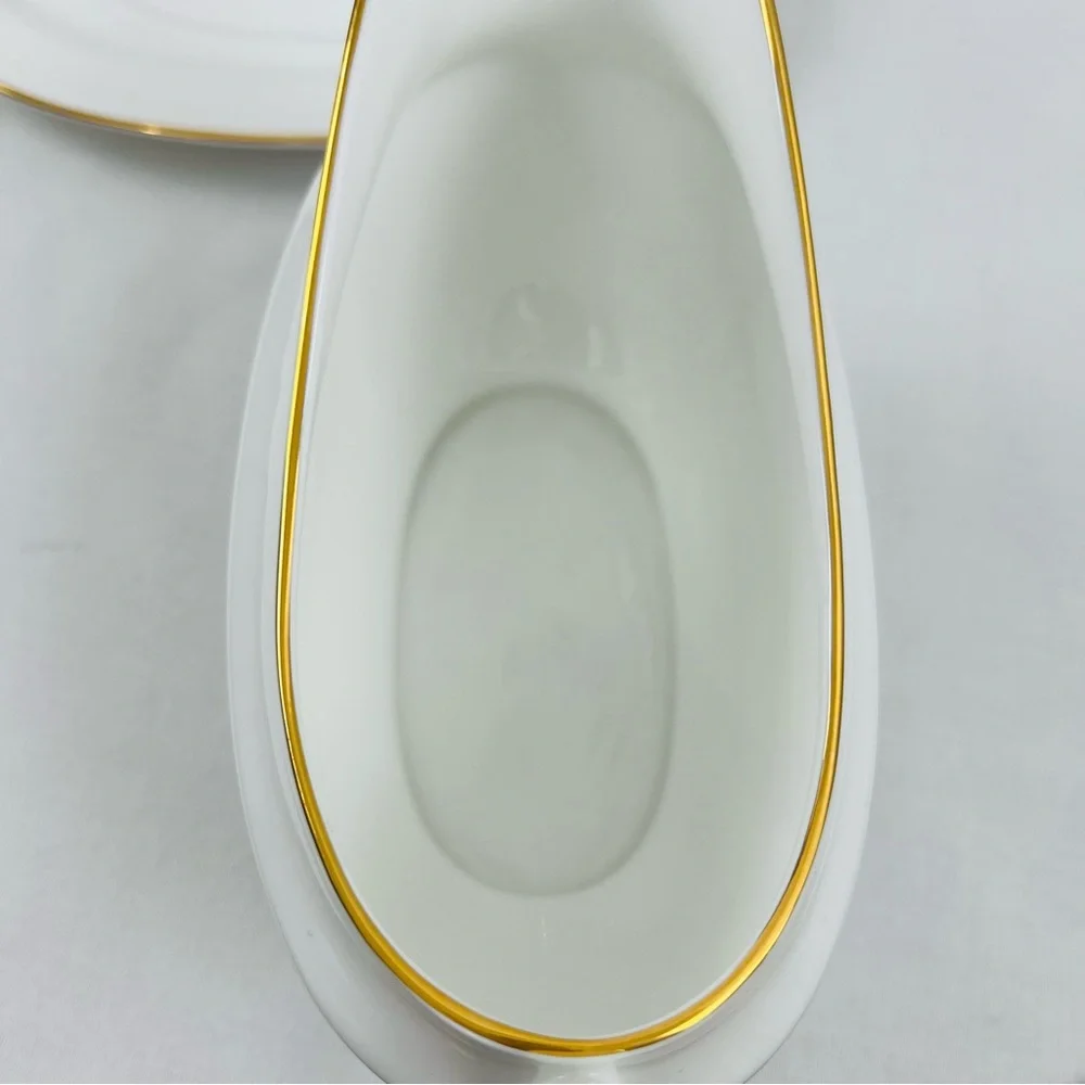 NWT!! Lenox Vintage Margaret Print Gravy Boat and Underplate Green White - Picture 3 of 10